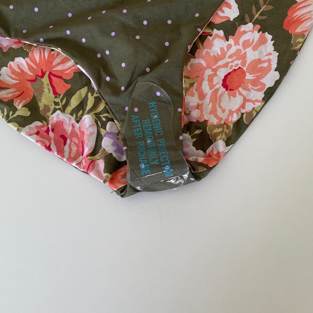 Seafolly Bikini Bottom Reversible Hipster Floral Swim Bottoms Cottage Green - Picture 6 of 10
